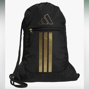 NWT Adidas Men's Women’s Kid’s Black Backpack with Gold Accents Cinch Bag